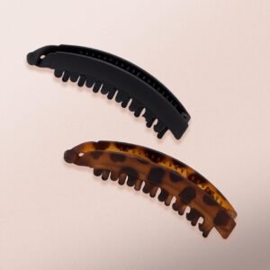 Kitsch Banana Hair Clips for Women, Large Banana Clip for Thick Hair, Cute Hair Clips for Girls, Banana Clips for Thin Hair, Banana Hair Clip, Big Claw Clips for Thick Hair, 2pc (Black & Tortoise)