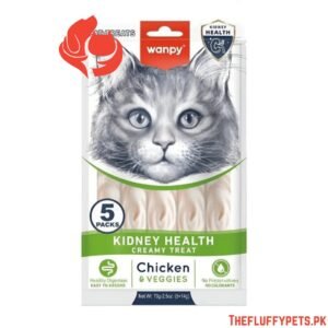 Wanpy Adult Cat Functional Creamy Lickable Treat – Chicken & Veggies (Kidney Care) 70 g Pouch