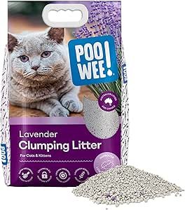 POOWEE! Lavender Cat & Kitten Litter, 7.5kg - Long Lasting Clumping & Scoopable, Odour Neutraliser, Easy to Clean, Mild Lavender Scent