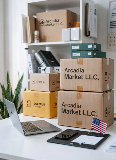 Office setup with Arcadia Market packages